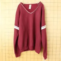 70s USA製Sportswear Vネックスウェット ボルドーM無地 w47