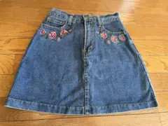 デニムスカート　レディース　M 刺繍