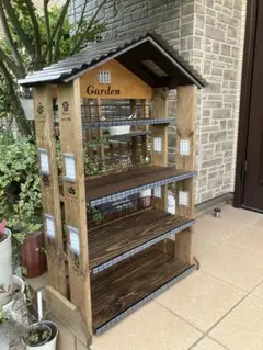 No254　Towa様 再加工専用商品　 三角お屋根 4段多肉植物棚 White No254 Towa様 再加工専用商品 三角お屋根 4段多肉植物棚 White