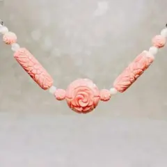 天然石　羽織留め　羽織紐　練りサンゴ　マザーオブパール　着物　和装小物