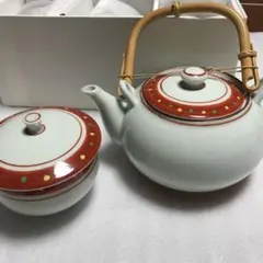 新品未使用　特選有田焼　朱巻小紋　汲出茶器5客セット