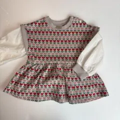 【90】 美品　futafuta ハート柄 長袖ワンピース ベビー服　キッズ