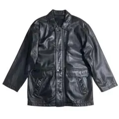 状態最高/XL OLD GAP レザーコート　ダブル　キルティング　黒　極暖 org.jpg