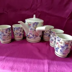 花柄急須と湯呑み5個セット