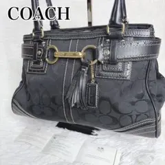 COACH コーチ シグネチャー ブラック 黒 トートバッグ ゴールド 金具