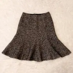 エポカEPOCAフレアスカート 黒✕白のツイード