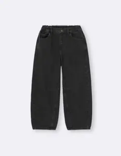 【値下げ中!】GU ガールズバレルバックジーンズ　DARKGREY 100cm