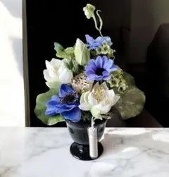 ~✿仏花〜蓮のはなのアレンジ〜⑥( 白＆青)