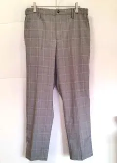 GLOBAL WORKグレー チェック柄 パンツ　スラックス　Carreman