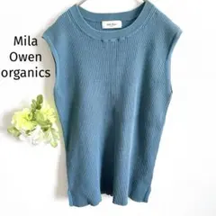 ミラオーウェン ノースリーブサマーニット リブ編み 洗える 綿混 シンプル