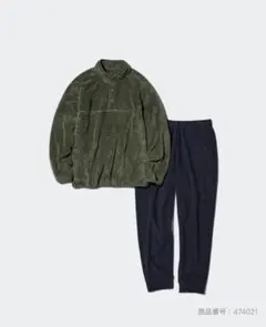 ★美品★UNIQLO ユニクロ ファーリーフリースセット オリーブ Sサイズ