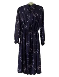 【美品】ワンピース パープル 薄手 総柄 11号 上品 フェミニン