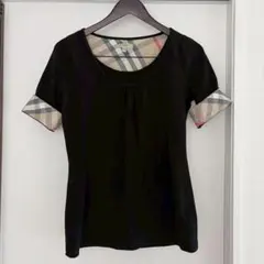 美品✨️BURBERRバーバリー ノバチェックブラウス 半袖 黒 大きい