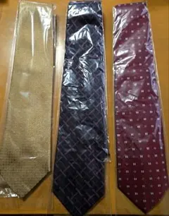 ネクタイ3本セット ゴールド ネイビー ワインレッド