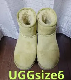 UGG　ムートンブーツ　size6 イエローグリーン