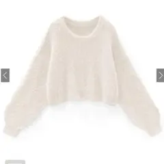 GRL ショート丈 フェザーニットプルオーバー トップス Fサイズ kz119