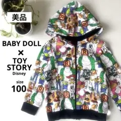 【美品】BABY DOLL トイストーリー　ジップパーカー　総柄ディズニー100