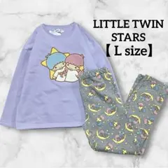 未使用⭐️リトルツインスターズ⭐キキララパジャマ　ルームウェア　裏起毛サガラ刺繍Ｌ