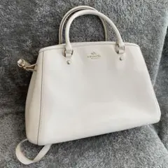 【美品】COACH ホワイトレザートートバッグ