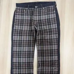 COMME des GARCONSHOMMEチェック柄切替デニムパンツのサムネイル