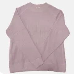 ピンク　ワッフル　ニット　リブ編み ニットセーター