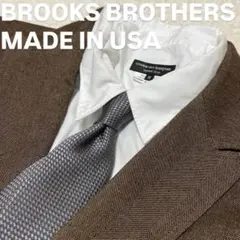 USA製BROOKS BROTHERS シルバー　ドットチェック柄シルクネクタイ