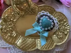 [B07] ハンドメイド　ロリィタ　ハート型　パステル　ミント色　ラメ　ブローチ