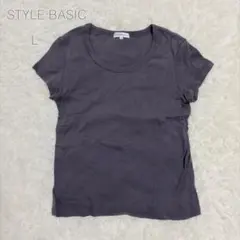 【ニッセン】コットン100% シンプル　Tシャツ　半袖　チャコールグレー　Lのサムネイル