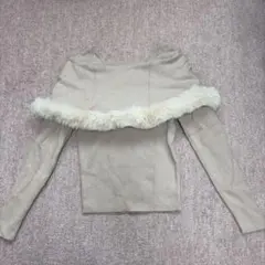 GRL ファー付きケープ風ニットトップス ピンク