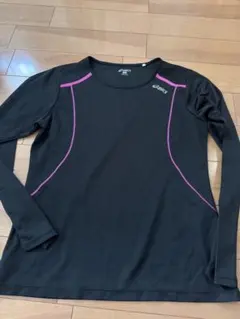 ASICS ブラック ピンク 長袖 アンダーシャツ M