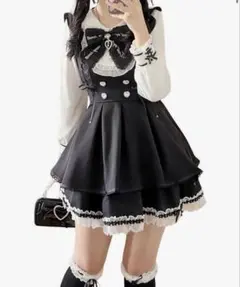 地雷ワンピース フリルパンツつき セットアップ