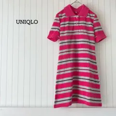 ユニクロ ポロシャツ ドライカノコボーダー チュニック UV 速乾 新品タグ付