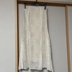 【earth】アイボリー レース フレアロングスカート