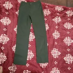 ダークグリーン スリムフィット 長ズボン