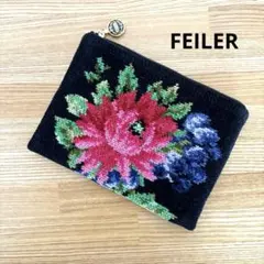 FEILER 花柄ポーチ 約17cm x 12.5cm マチ無し