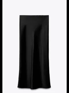 ZARA ブラック【サテン ミディスカート】XS