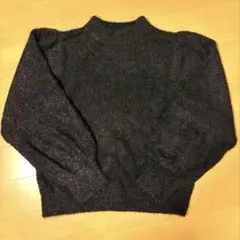 【新品未使用】ラメパフスリーブニット ブラック Lsize