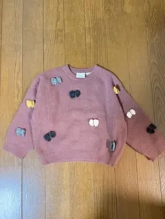 ZARA ピンク リボンモチーフ ニットセーター 18-24ヶ月　92cm