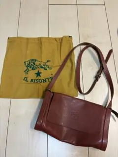 IL BISONTE イルビゾンテ　レザーショルダーバッグ ブラウン　保存袋付き