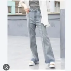 レピピアルマリオ　セミフレア　デニムパンツ　ライトブルー　L