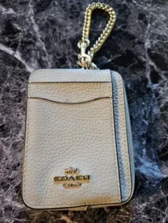 COACH レザー パスケース ライトグレー