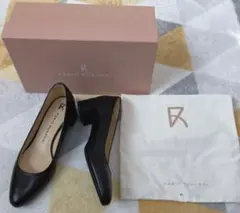 ファビオルスコーニ レザー ブラック チャンキーヒール 現行 24cm