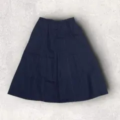 美品✨ ロシャス レリアン シルク混 フレアスカート ネイビー 11号 ウール