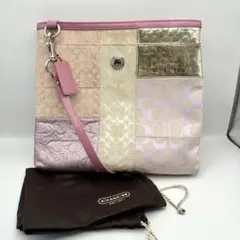 COACH コーチ パッチワーク シグネチャー ショルダーバッグ ピンク Y2K