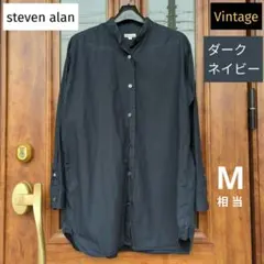 希少【STEVEN ALAN】スティーブン アラン/バンドカラーシャツ/ネイビーのサムネイル