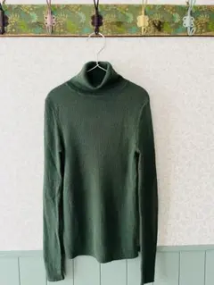 ユニクロ　メリノリブ　タートルネック セーター 長袖　S グリーン