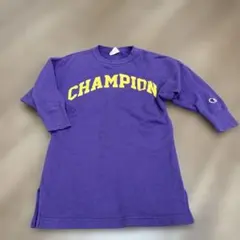 CHAMPION 110cm紫 七分袖 Tシャツ