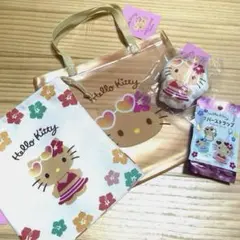 日焼けキティ　ビニールトート 巾着袋 ダイカットマスコットラバーストラップ