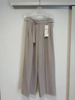 【未使用】NANO universe メランジドライ ベルト付きワイドパンツ M