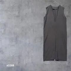 ノースリーブワンピース Vネック ロング丈 オフィス　通勤　春夏　グレー L